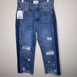 NWT Love & Harmony Size Small Distressed Americana Cropped Jean Capris